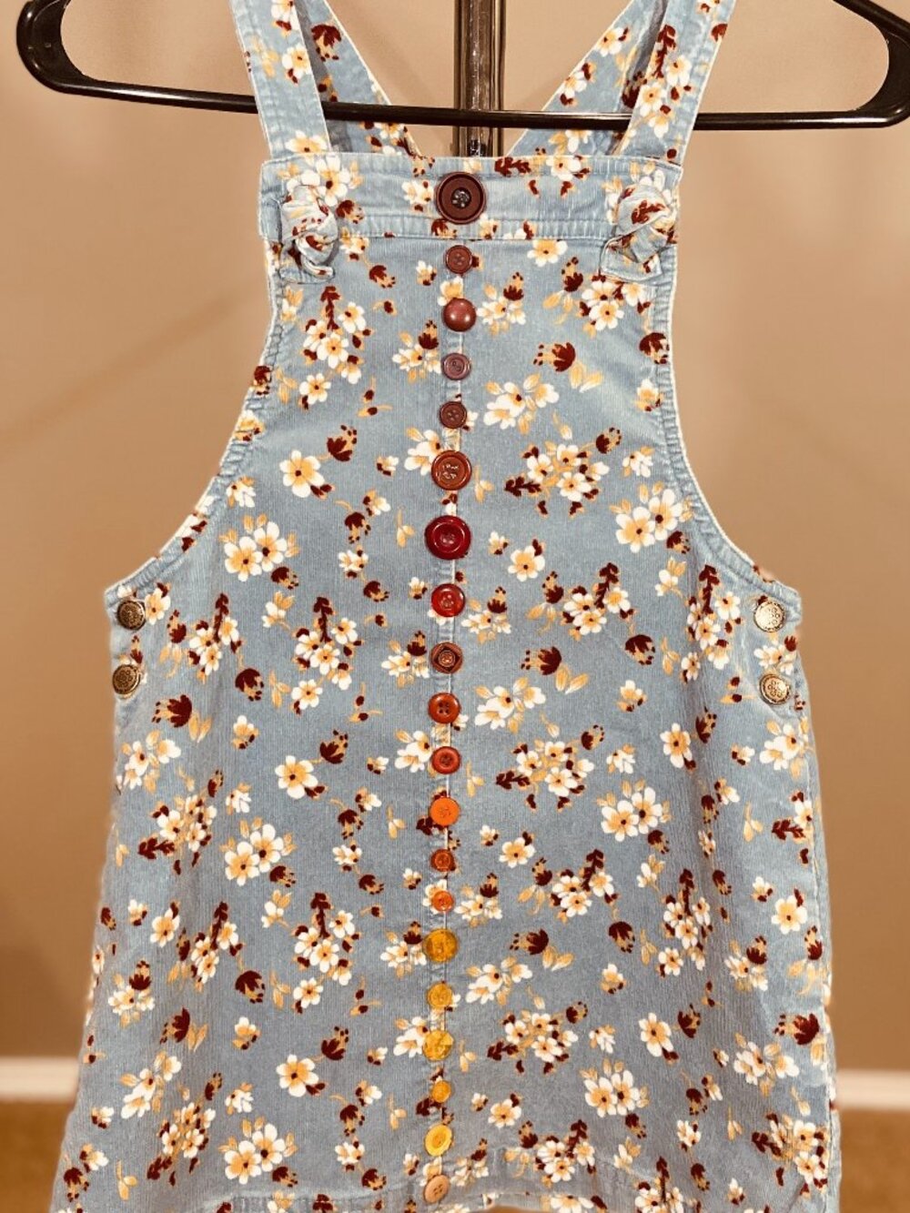 Corduroy Overall Dress - Size 8 - Like New - Buttons Added - By Poppy & Princess